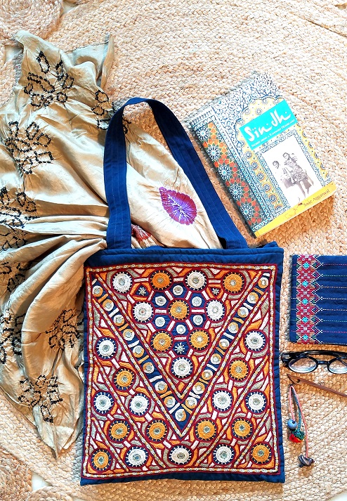 Blue Pakko Kutch Hand Embroidery Shoulder Bag